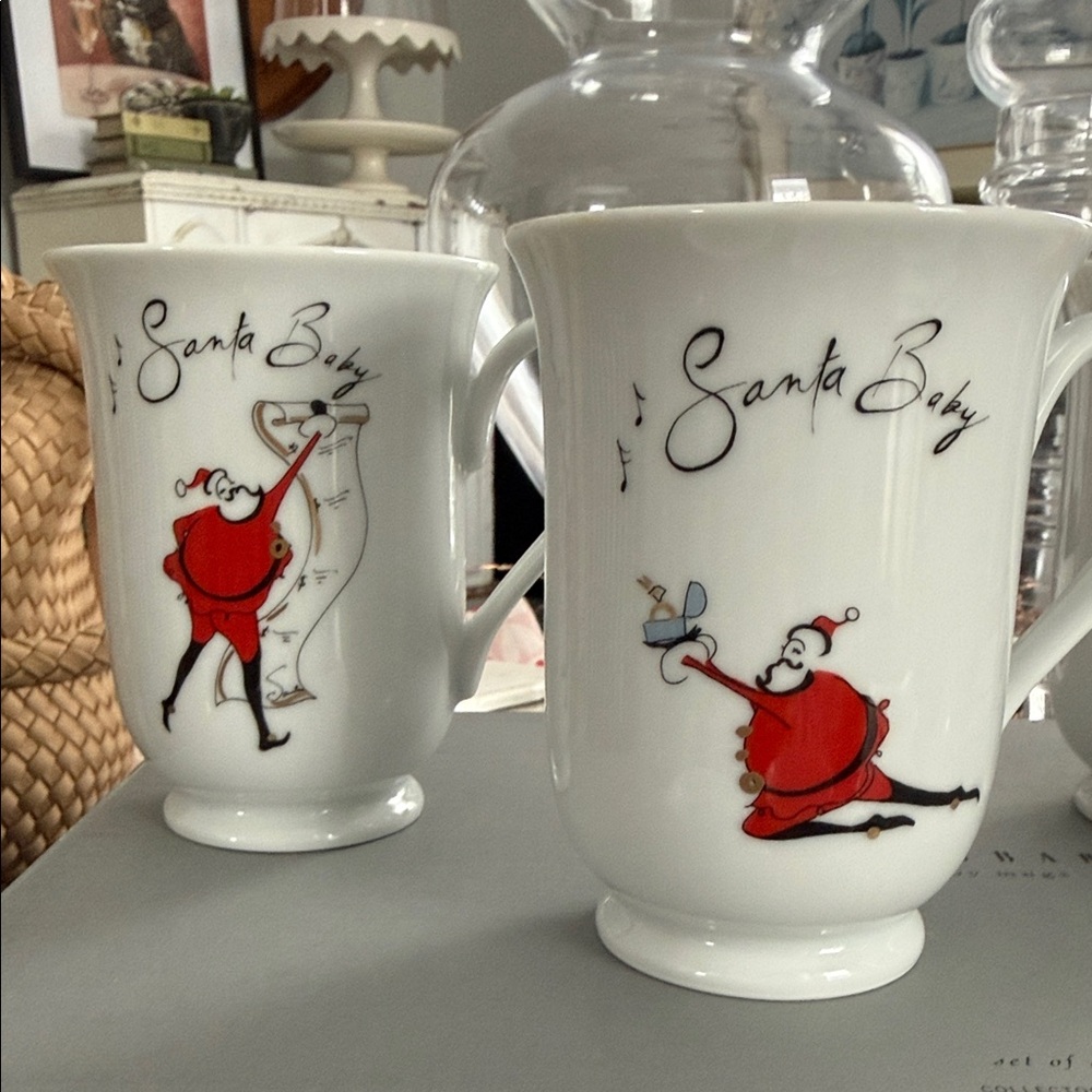 Pottery Barn Santa Baby Mugs Set of 8 New in Box NIB - Picture 5 of 6